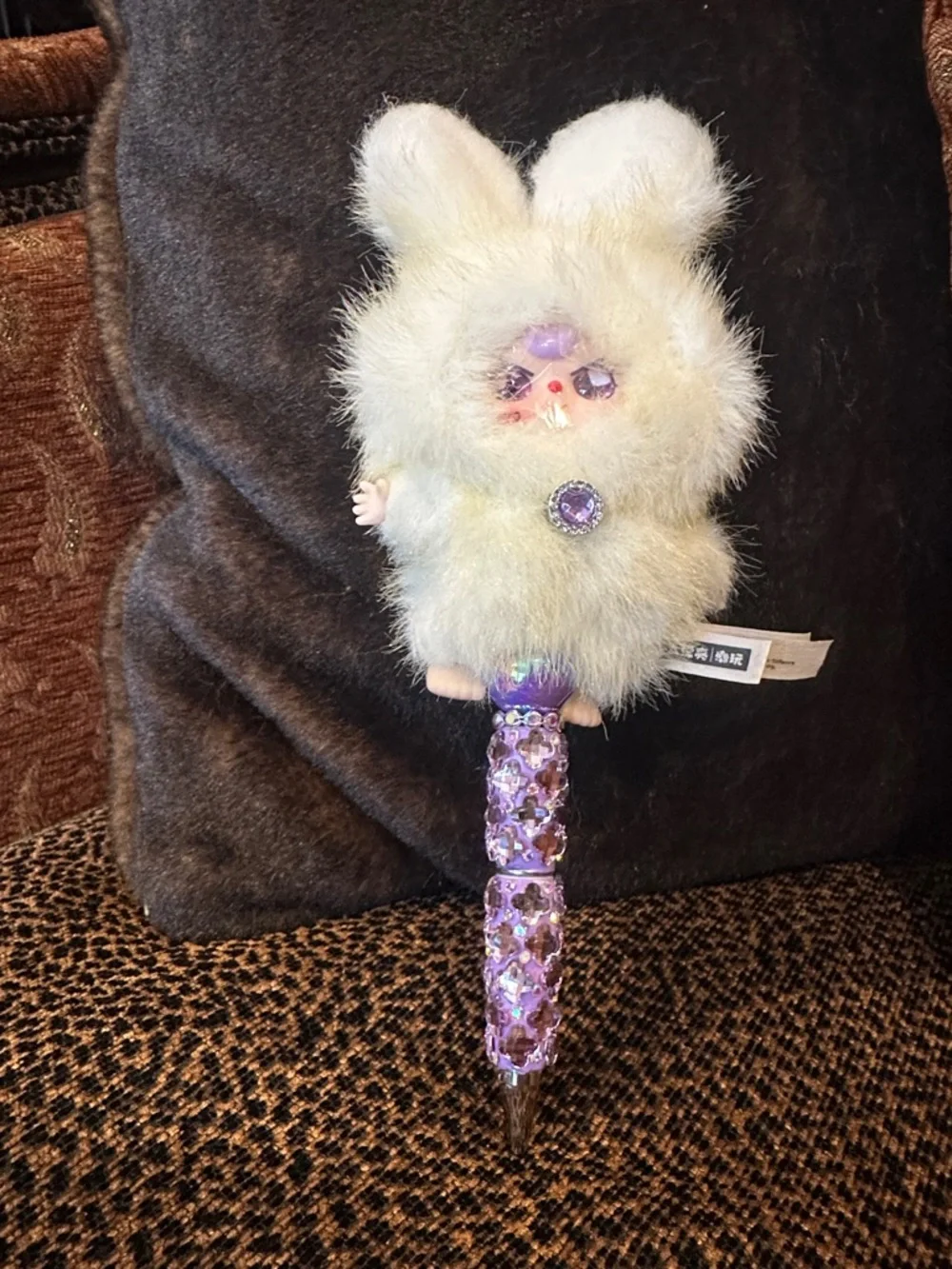 Gorgeous Hand Crafted Pen with an Authentic  Baby Three Bunny as the Focal